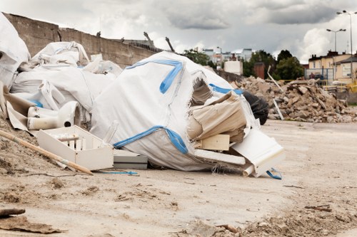 Construction site with a skip
